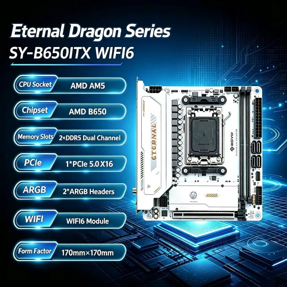 B650 Itx Motherboard Wifi - Placa-Mãe Mini SY-B650ITX WIFI6 AMD Ryzen