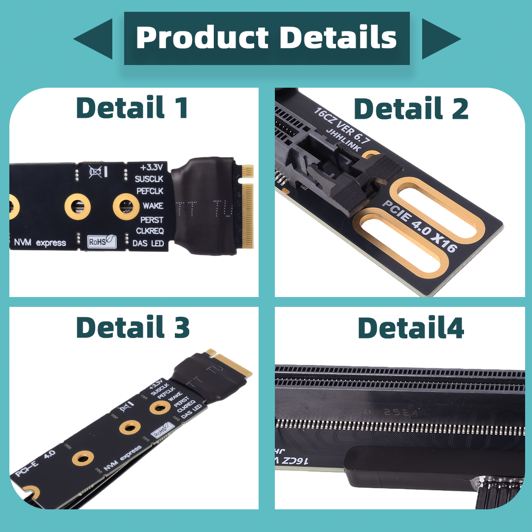 Cabo Riser M.2 NVMe para PCIe  - Pcie 4.0 X16 Riser Cable 90 Degree avaliação e preço